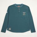 210g Waffle-Knit Long-Sleeve Henley T-Shirt