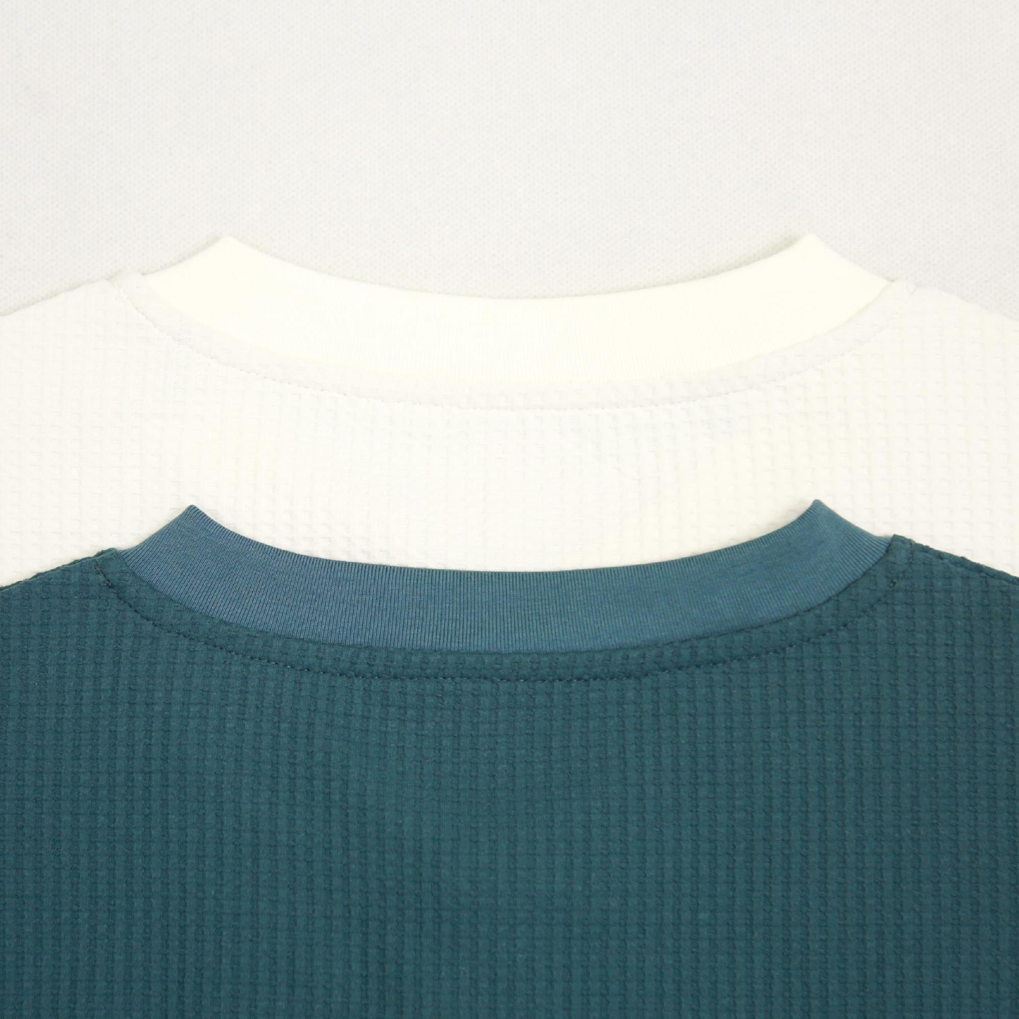 210g Waffle-Knit Long-Sleeve Henley T-Shirt