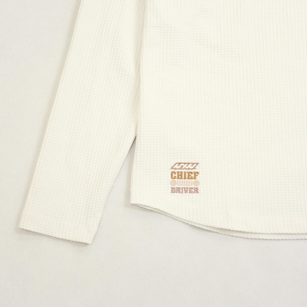 210g Waffle-Knit Long-Sleeve Henley T-Shirt