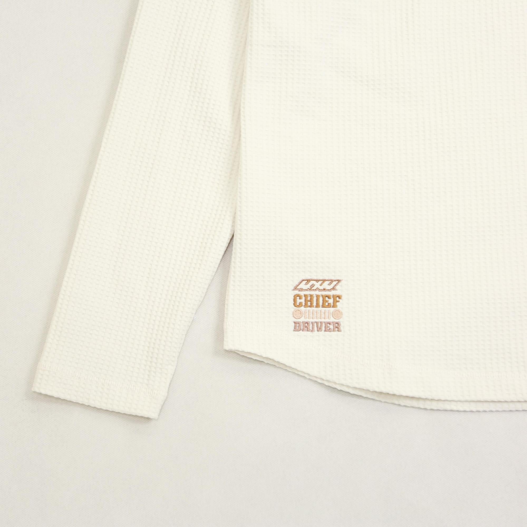 210g Waffle-Knit Long-Sleeve Henley T-Shirt